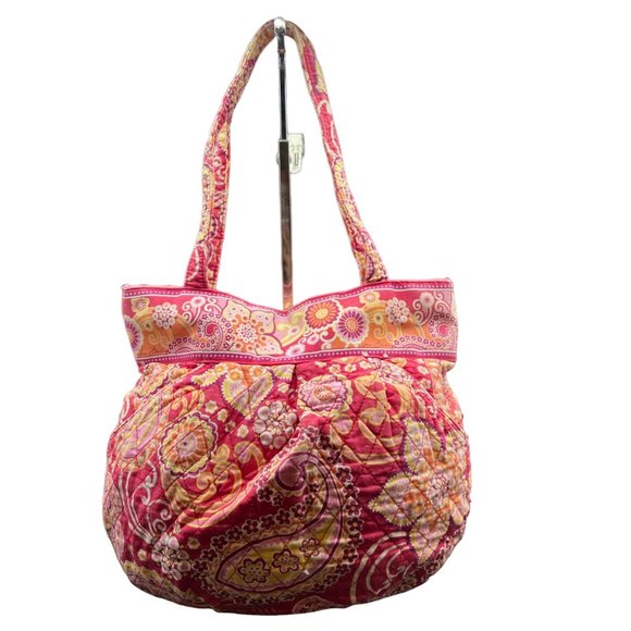 Vera Bradley Raspberry Fizz Paisley Betsy Tote Shoulder Bag Purse Pink Zip Close - Picture 1 of 15